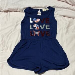 btween Blue and Red Romper with Patriotic Graphic